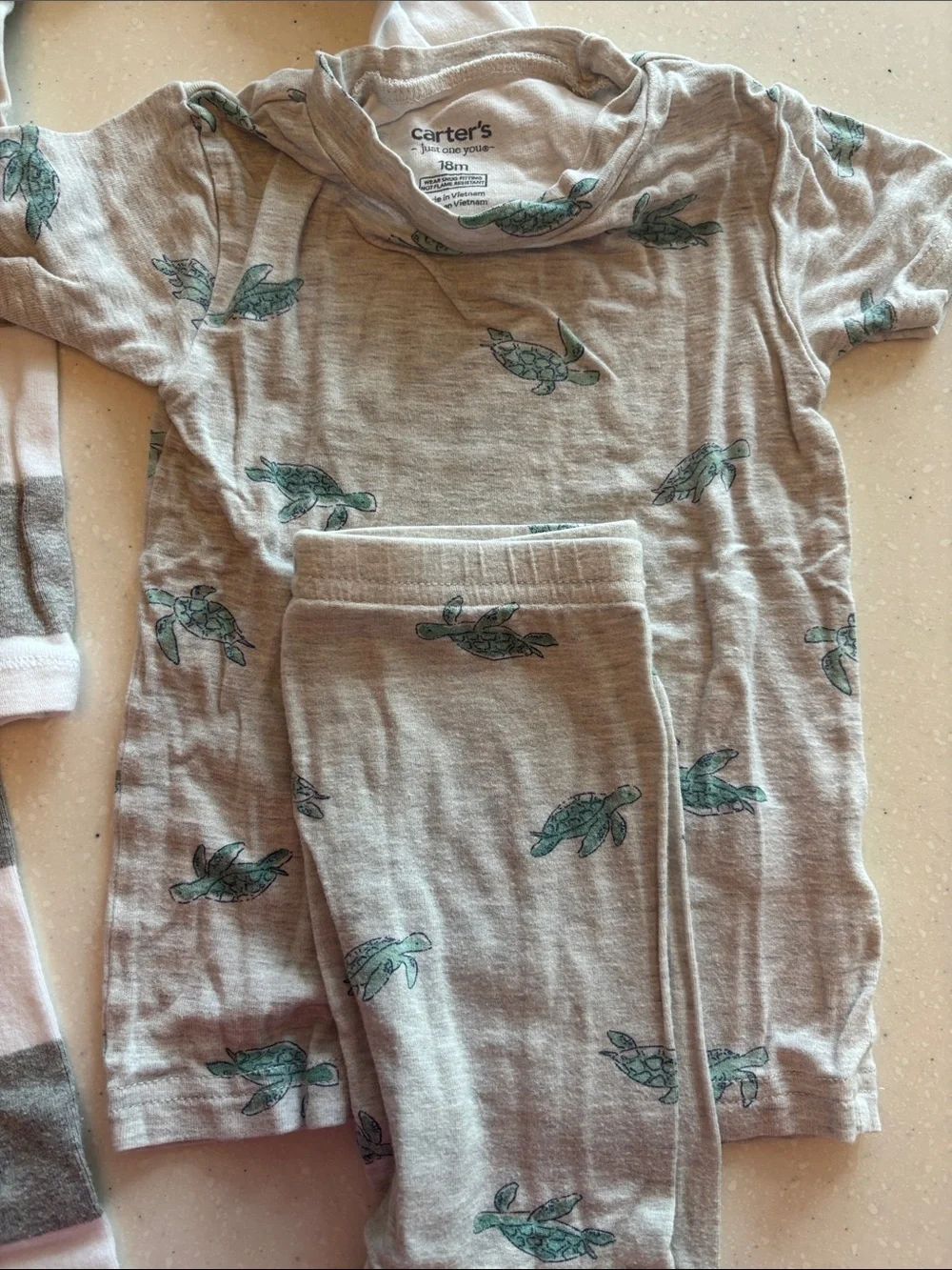 Toddler Gray & White Striped Pajama Set, 1-pc dino sleeper, 2-pc turtle set